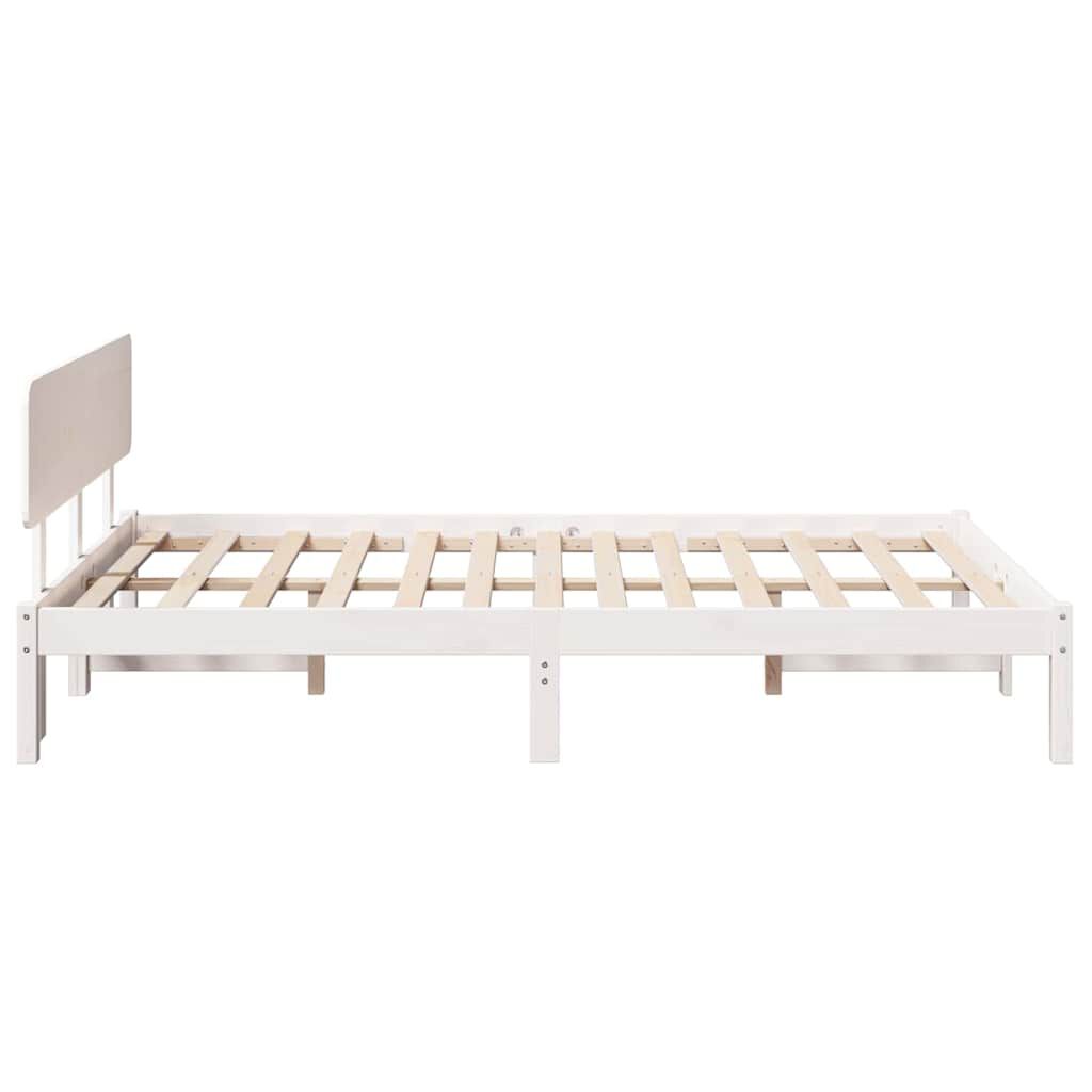 vidaXL Σκελετός Κρεβατιού Λευκό 135 x 190 cm Μασίφ ξύλο πεύκου