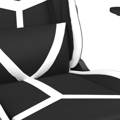 vidaXL Καρέκλα Gaming Μασάζ Υποπόδιο Μαύρο άσπρο από Συνθετικό Δέρμα