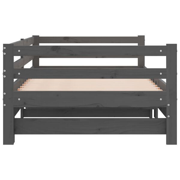 vidaXL Καναπές Κρεβάτι Γκρι 2 x (90 x 200) εκ. από Μασίφ Ξύλο Πεύκου
