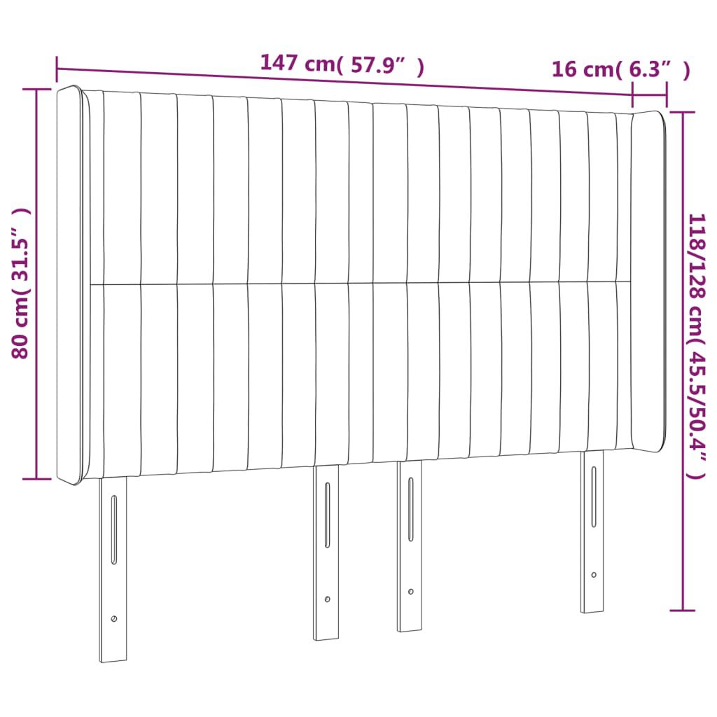 vidaXL Κεφαλάρι Κρεβατιού LED Μπλε 147x16x118/128 εκ. Υφασμάτινο