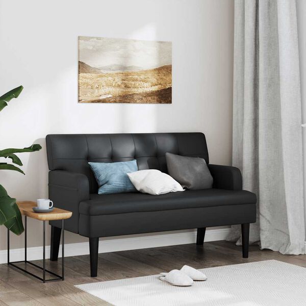 vidaXL Πάγκος με Πλάτη Μαύρο 112x65,5x75 εκ. από Συνθετικό Δέρμα