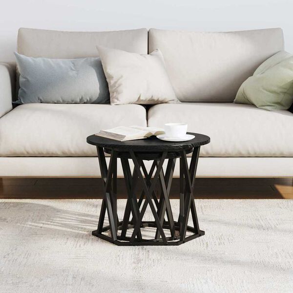 vidaXL Τραπεζάκι Πλευράς 2 pcs Μαύρη Οξυά Μηχανισμένο ξύλο και ατσάλι