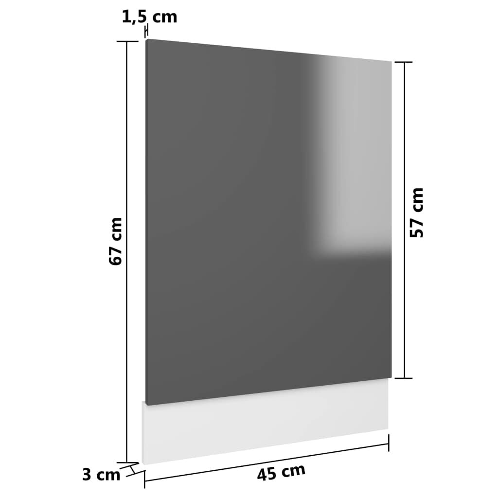 vidaXL Πρόσοψη Πλυντηρίου Πιάτων Lyon Γυαλ. Γκρι 45x3x67εκ.