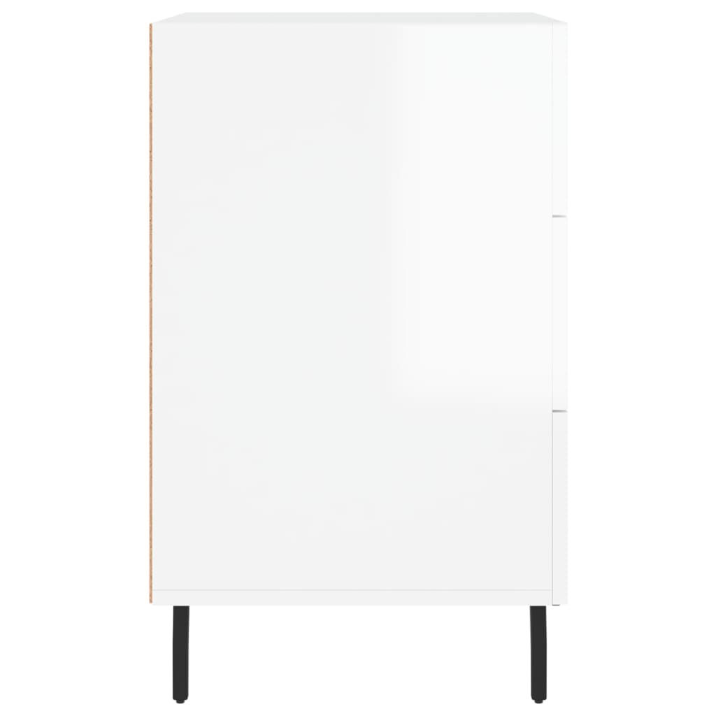 vidaXL Κομοδίνο Γυαλ. Λευκό 40 x 40 x 66 εκ. από Επεξεργασμένο Ξύλο