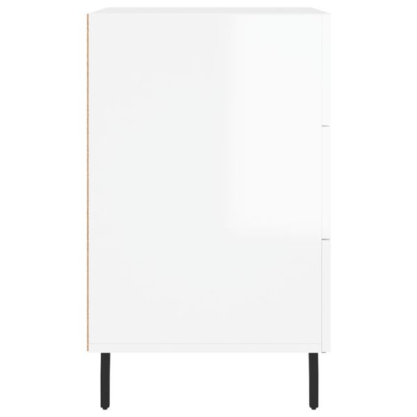 vidaXL Κομοδίνο Γυαλ. Λευκό 40 x 40 x 66 εκ. από Επεξεργασμένο Ξύλο