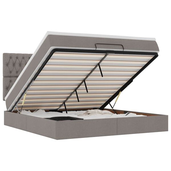 vidaXL Οθωμανικό κρεβάτι με στρώμα Taupe 180x200cm ύφασμα