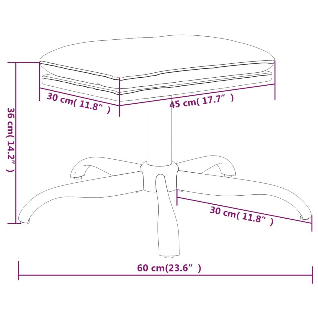 vidaXL Υποπόδιο Μπλε 60x60x36 εκ. Ύφασμα & Συνθετικό Δέρμα