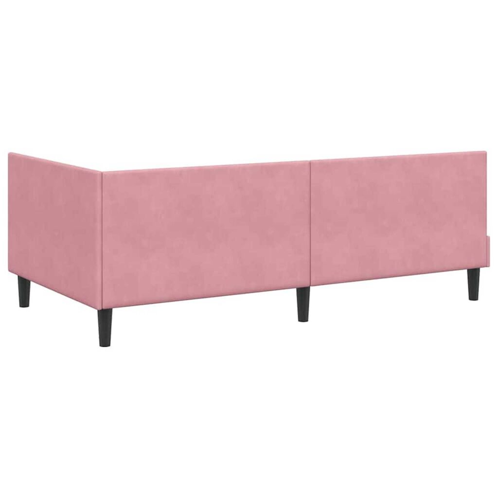 vidaXL Κρεβάτι Γωνίας Ροζ 90 x 200 cm Βελούδο και Εργοστασιακό ξύλο