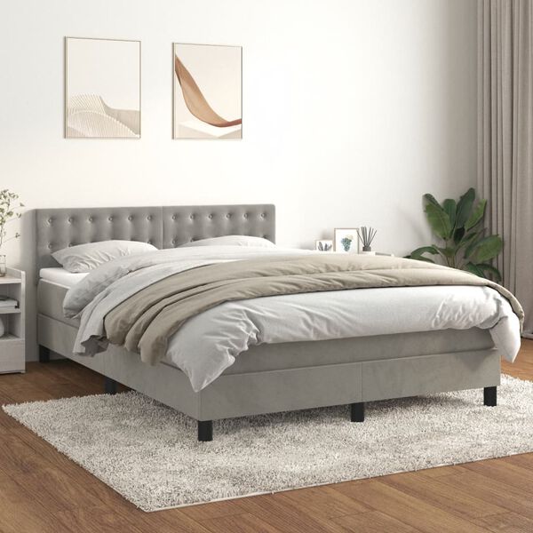 vidaXL &Kappa;&rho;&epsilon;&beta;ά&tau;&iota; Boxspring &mu;&epsilon; &Sigma;&tau;&rho;ώ&mu;&alpha; &Alpha;&nu;&omicron;&iota;&chi;&tau;ό &Gamma;&kappa;&rho;&iota; 140x190 &epsilon;&kappa;. &Beta;&epsilon;&lambda;&omicron;ύ&delta;&iota;&nu;&omicron;