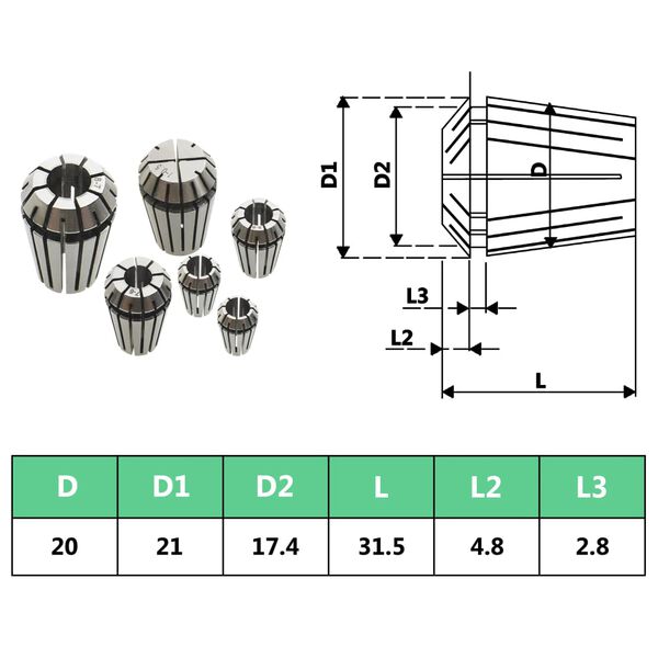 vidaXL Τσιμπίδια Collet Φρέζας Σετ 13 τεμ. ER20