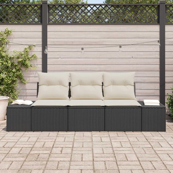 vidaXL Σετ Καναπέ Κήπου με μαξιλάρι 3 pcs Μαύρο και Κρέμα