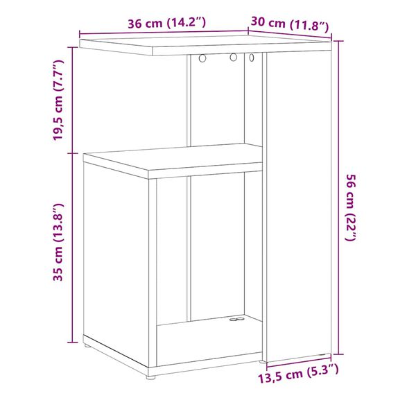 vidaXL Τραπέζι Βοηθητικό Παλιό Ξύλο 36 x 30 x 56 εκ. από Μοριοσανίδα