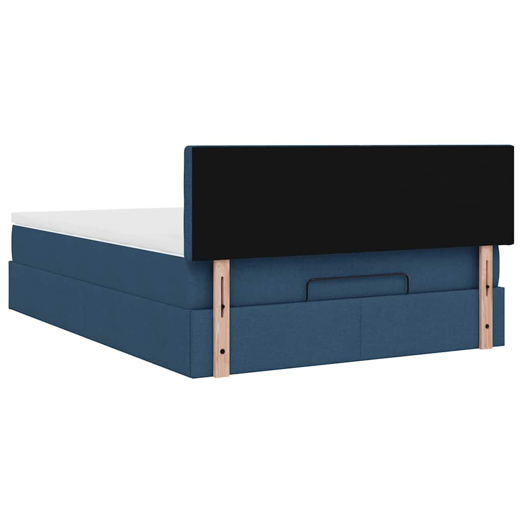 vidaXL Οθωμανικό κρεβάτι με στρώμα μπλε 140x190cm ύφασμα
