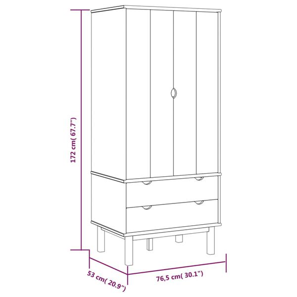 vidaXL Ντουλάπα OTTA Καφέ/Γκρι 76,5 x 53 x 172 εκ. Μασίφ Ξύλο Πεύκου
