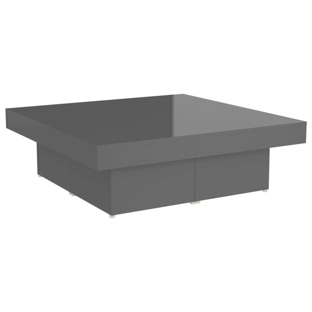 vidaXL Τραπεζάκι Σαλονιού Γυαλιστερό Γκρι 90x90x28εκ. από Μοριοσανίδα