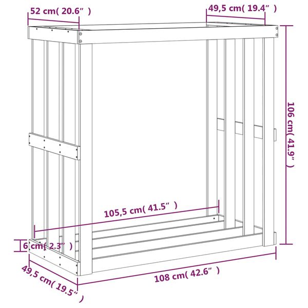 vidaXL Ξυλοθήκη Εξ. Χώρου Λευκή 108x52x106 εκ. από Μασίφ Ξύλο Πεύκου