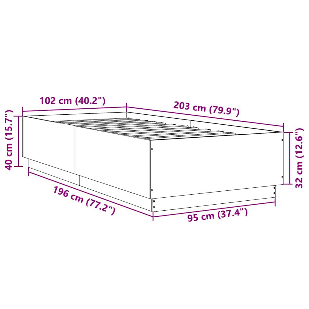 vidaXL Πλαίσιο Κρεβατιού Γκρι Sonoma 100x200 εκ. Επεξεργασμένο Ξύλο