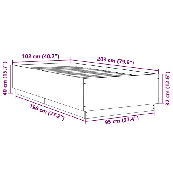 vidaXL Πλαίσιο Κρεβατιού Γκρι Sonoma 100x200 εκ. Επεξεργασμένο Ξύλο