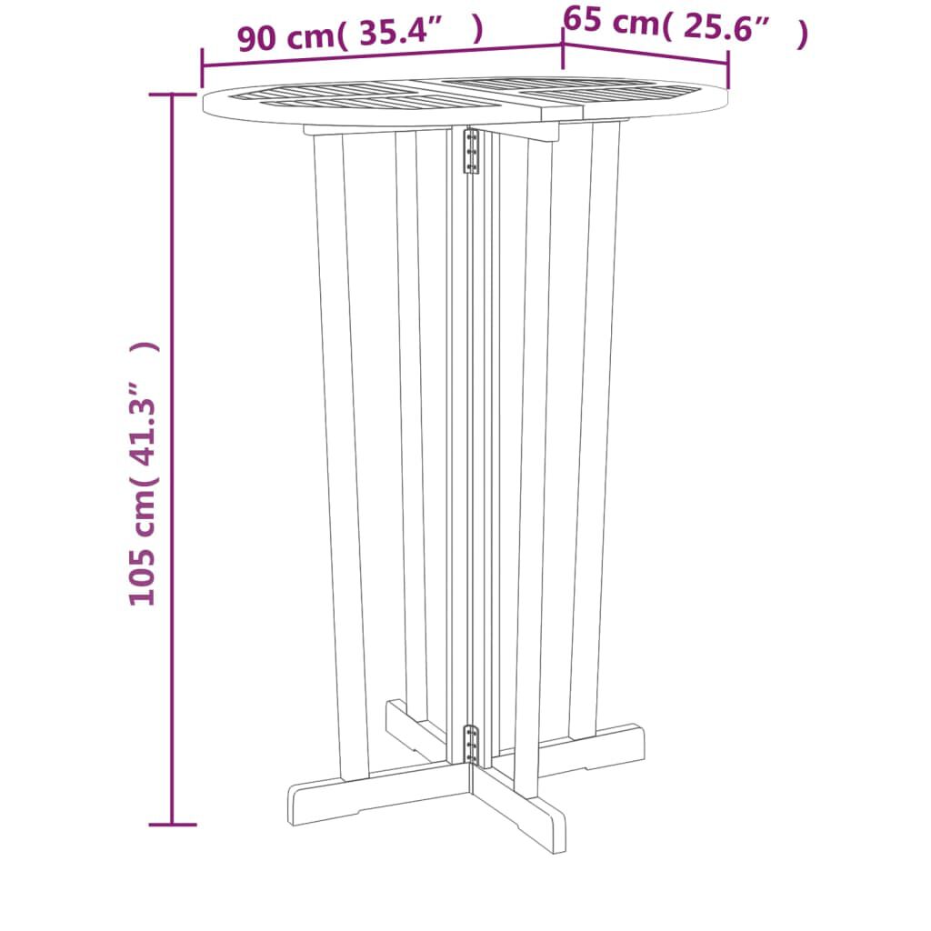 vidaXL Τραπέζι Μπαρ Πτυσσόμενο 90 x 65 x 105 εκ. από Μασίφ Ξύλο Teak