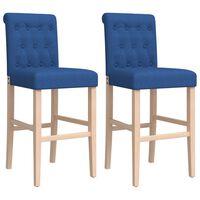vidaXL Καρέκλες Μπαρ 2 τεμ. Μασίφ Ξύλο Καουτσουκόδεντρου / Ύφασμα