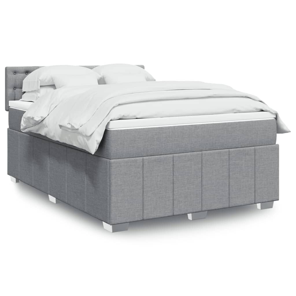 vidaXL Κρεβάτι Boxspring με Στρώμα Ανοιχτό Γκρι 140x190 εκ. Υφασμάτινο