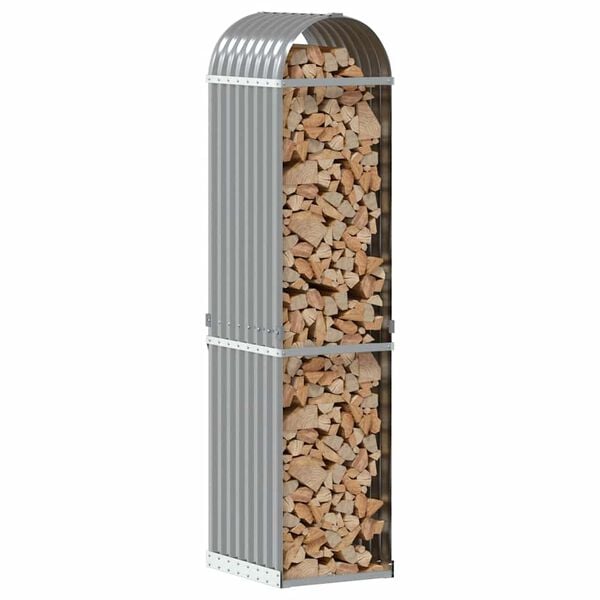 vidaXL Ξυλοθήκη Ανοιχτό Γκρι 40x45x170 εκ. από Γαλβανισμένο Ατσάλι