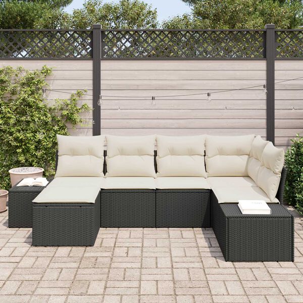 vidaXL Σετ Καναπέ Κήπου 6 pcs Μαύρο και κρεμ 264 x 154 x 85 εκ.