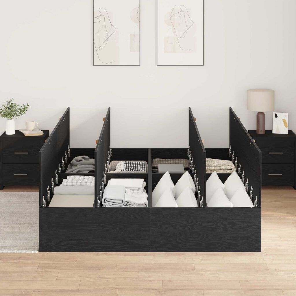 vidaXL Σκελετός Κρεβατιού Μαύρη δρυς 190 x 140 x 31.5 εκ.