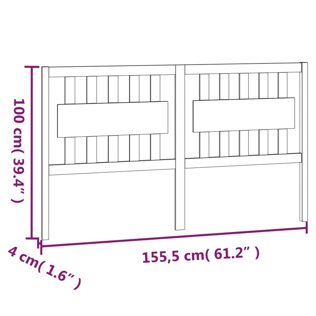 vidaXL Κεφαλάρι Κρεβατιού Μελί 155,5x4x100 εκ. Μασίφ Ξύλο Πεύκου