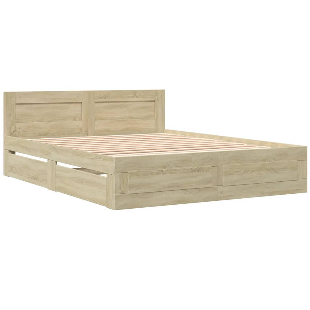 vidaXL Πλαίσιο Κρεβατιού με Κεφαλάρι Sonoma Δρυς 150x200εκ. Επεξ. Ξύλο