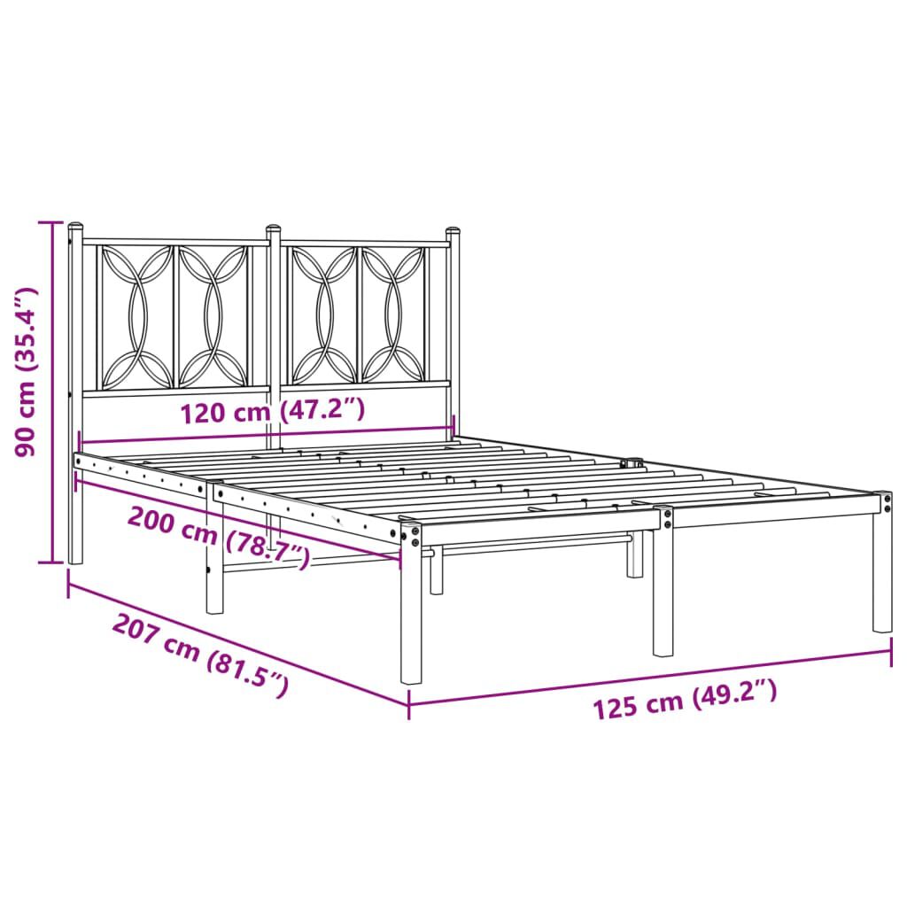 vidaXL Πλαίσιο Κρεβατιού με Κεφαλάρι Λευκό 120 x 200εκ. Μέταλλο