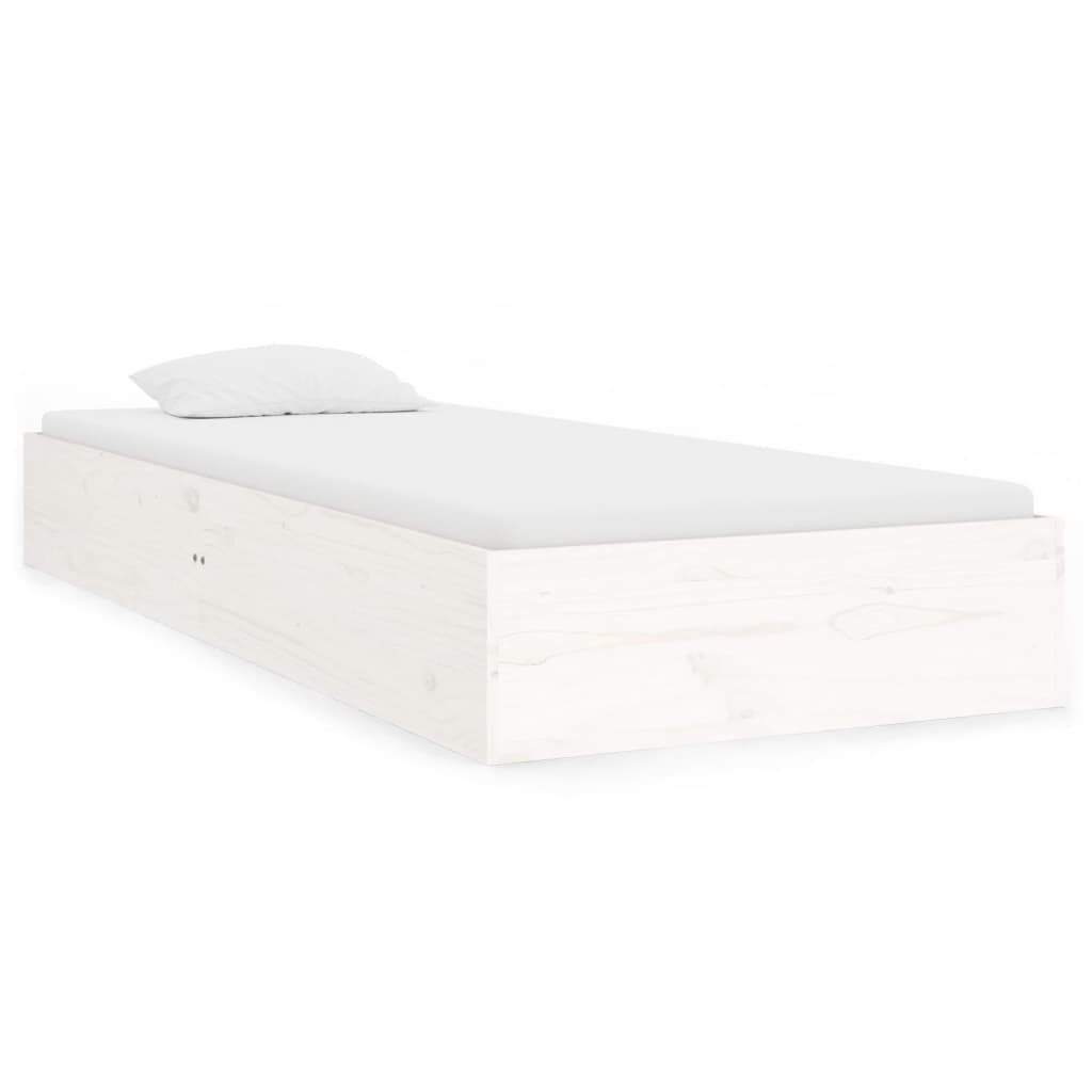 vidaXL Πλαίσιο Κρεβατιού Λευκό 75x190 εκ. Μασίφ Ξύλο Small Single