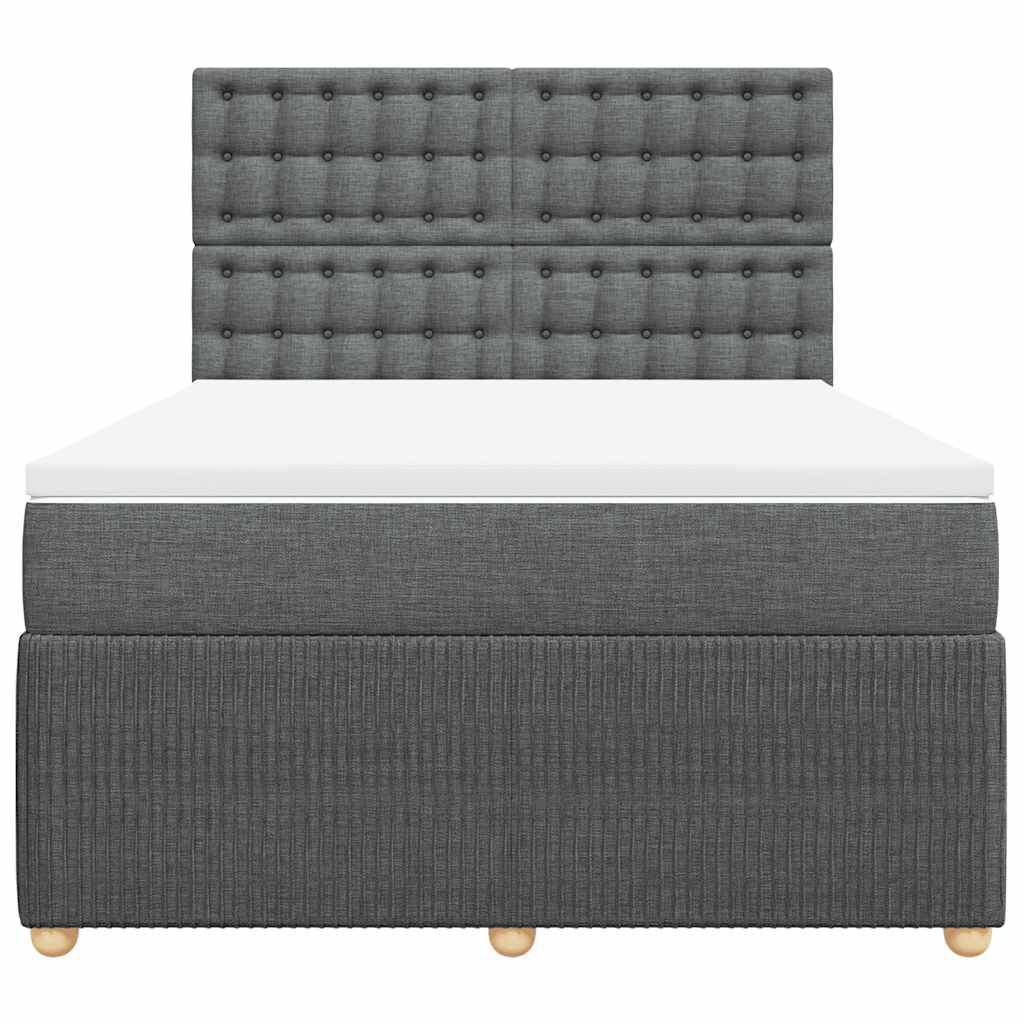 vidaXL Κρεβάτι Boxspring με Στρώμα Σκούρο Γκρι 140x200 εκ Υφασμάτινο