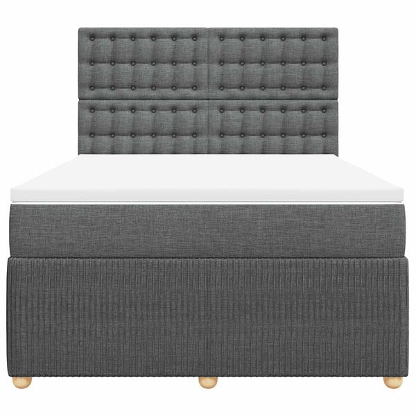 vidaXL Κρεβάτι Boxspring με Στρώμα Σκούρο Γκρι 140x200 εκ Υφασμάτινο