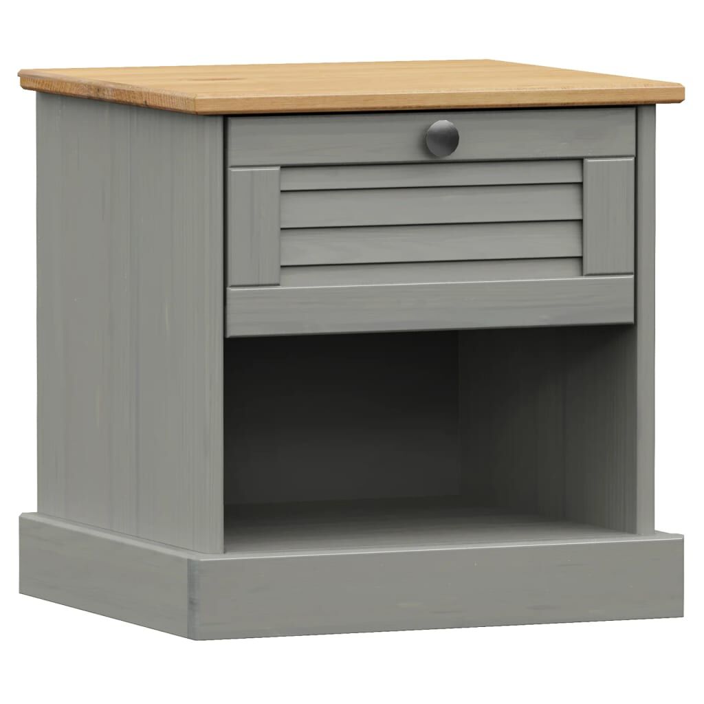 vidaXL Κομοδίνο VIGO Γκρι 42 x 35 x 42 εκ. από Μασίφ Ξύλο Πεύκου