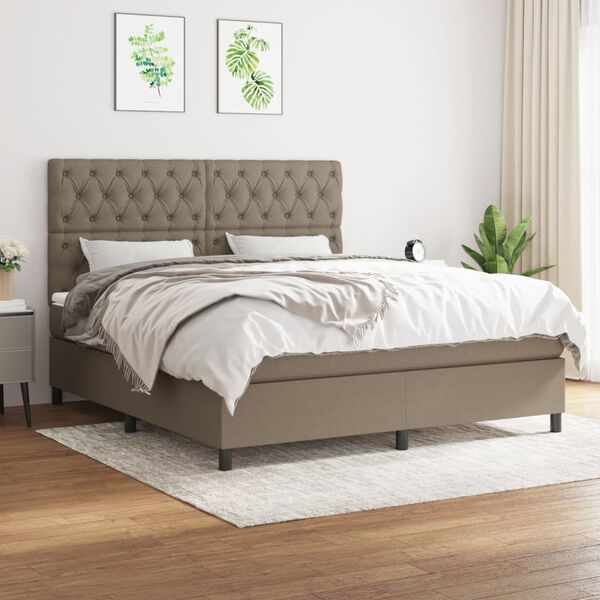 vidaXL &Kappa;&rho;&epsilon;&beta;ά&tau;&iota; Boxspring &mu;&epsilon; &Sigma;&tau;&rho;ώ&mu;&alpha; Taupe 160x200 &epsilon;&kappa;. &Upsilon;&phi;&alpha;&sigma;&mu;ά&tau;&iota;&nu;&omicron;