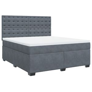 vidaXL Κρεβάτι Boxspring με Στρώμα Σκούρο Γκρι 180x200 εκ. Βελούδινο