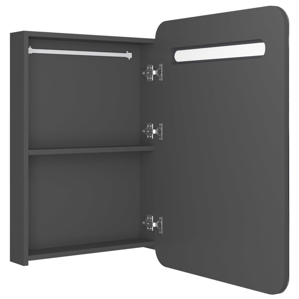 vidaXL Καθρέφτης Μπάνιου με Ντουλάπι & Φωτισμό LED Γκρι 60x11x80 εκ.