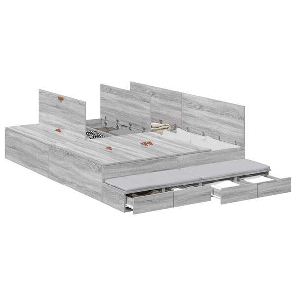 vidaXL Κρεβάτι με αποθηκευτικό χώρο Γκρι sonoma 226.5 x 140 x 31.5 εκ.