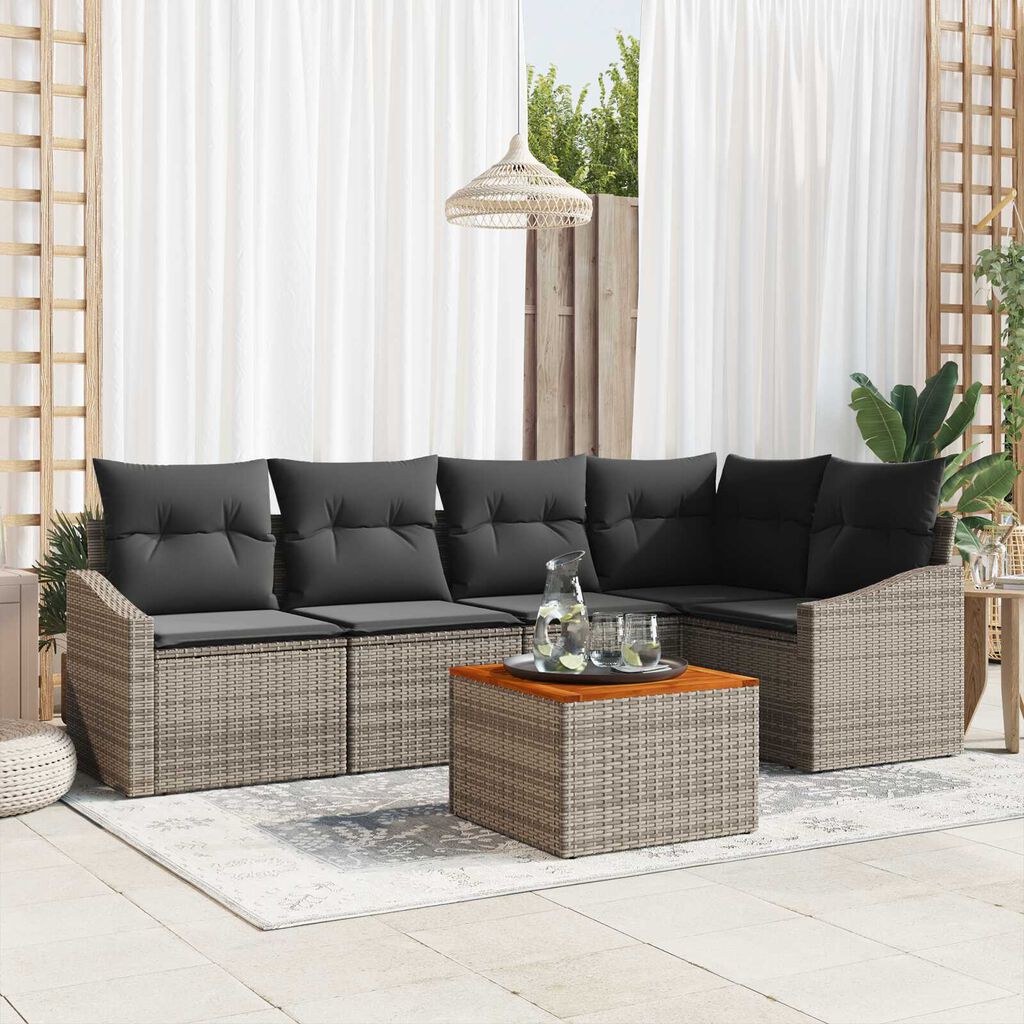 vidaXL Σετ Καναπέ Κήπου 6 pcs Γκρι
