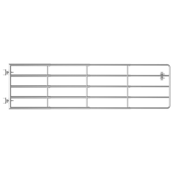 vidaXL Πόρτα Αγροκτήματος με 5 Μπάρες Ασημί (115-300)x90 εκ. Ατσάλινη