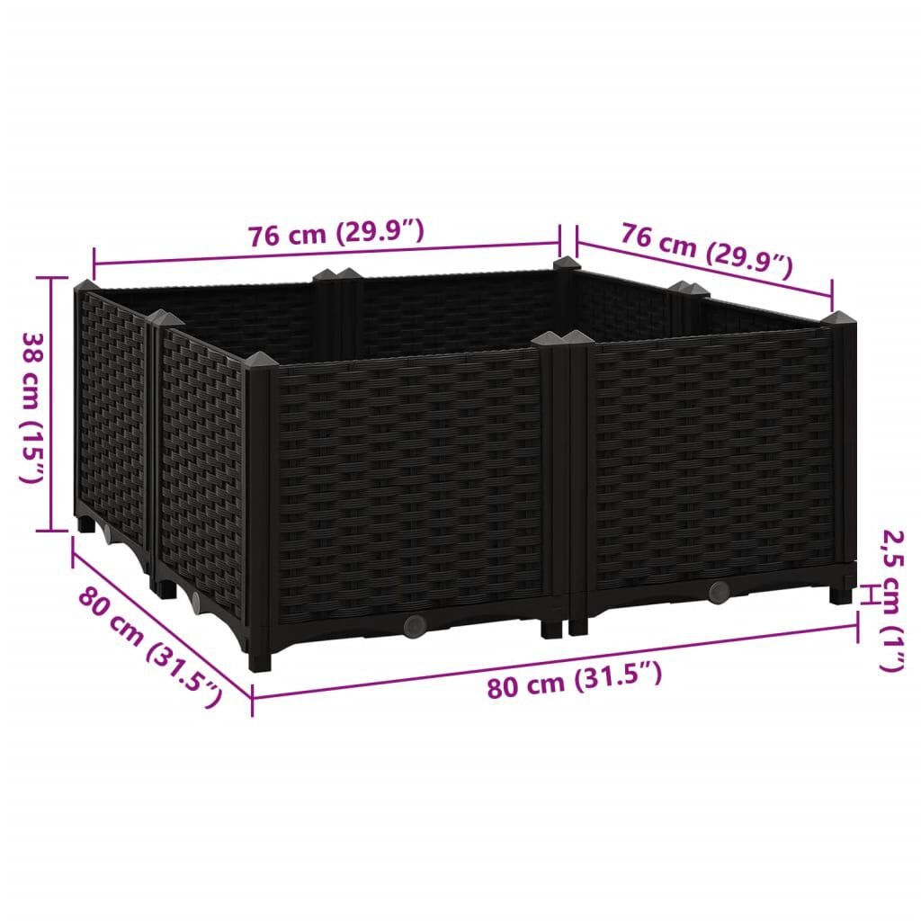 vidaXL Ζαρντινιέρα 80 x 80 x 38 εκ. από Πολυπροπυλένιο