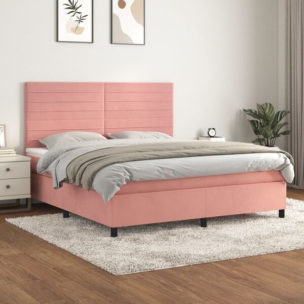 vidaXL &Kappa;&rho;&epsilon;&beta;ά&tau;&iota; Boxspring &mu;&epsilon; &Sigma;&tau;&rho;ώ&mu;&alpha; &Rho;&omicron;&zeta; 180x200 &epsilon;&kappa;. &Beta;&epsilon;&lambda;&omicron;ύ&delta;&iota;&nu;&omicron;