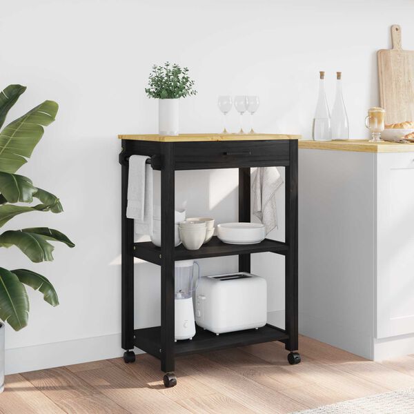 vidaXL Καρότσι Κουζίνας Μονόχρωμο Μαύρο 88,5 x 40 x 60 εκ.