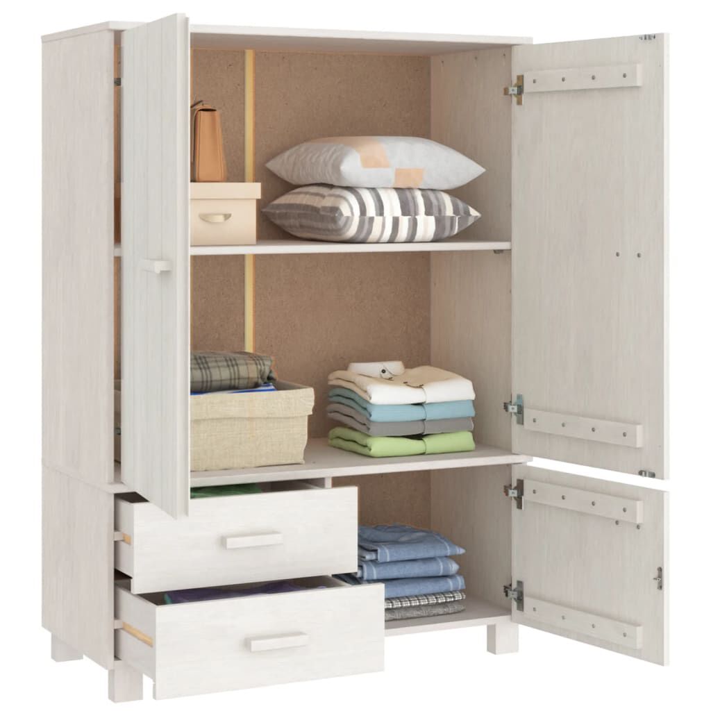 vidaXL Ντουλάπα HAMAR Λευκή 99 x 45 x 137εκ. από Μασίφ Ξύλο Πεύκου