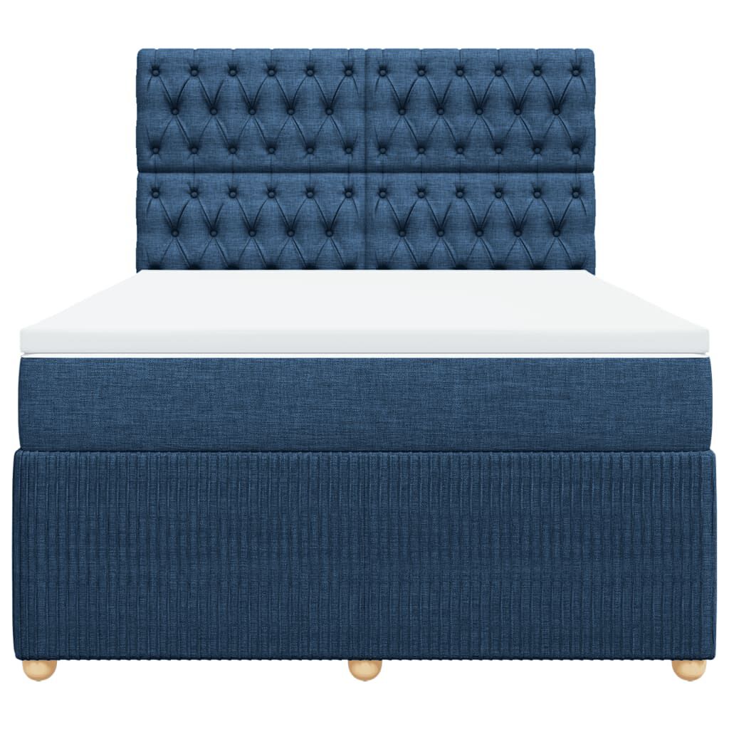 vidaXL Κρεβάτι Boxspring με Στρώμα Μπλε 160x200 εκ. Υφασμάτινο