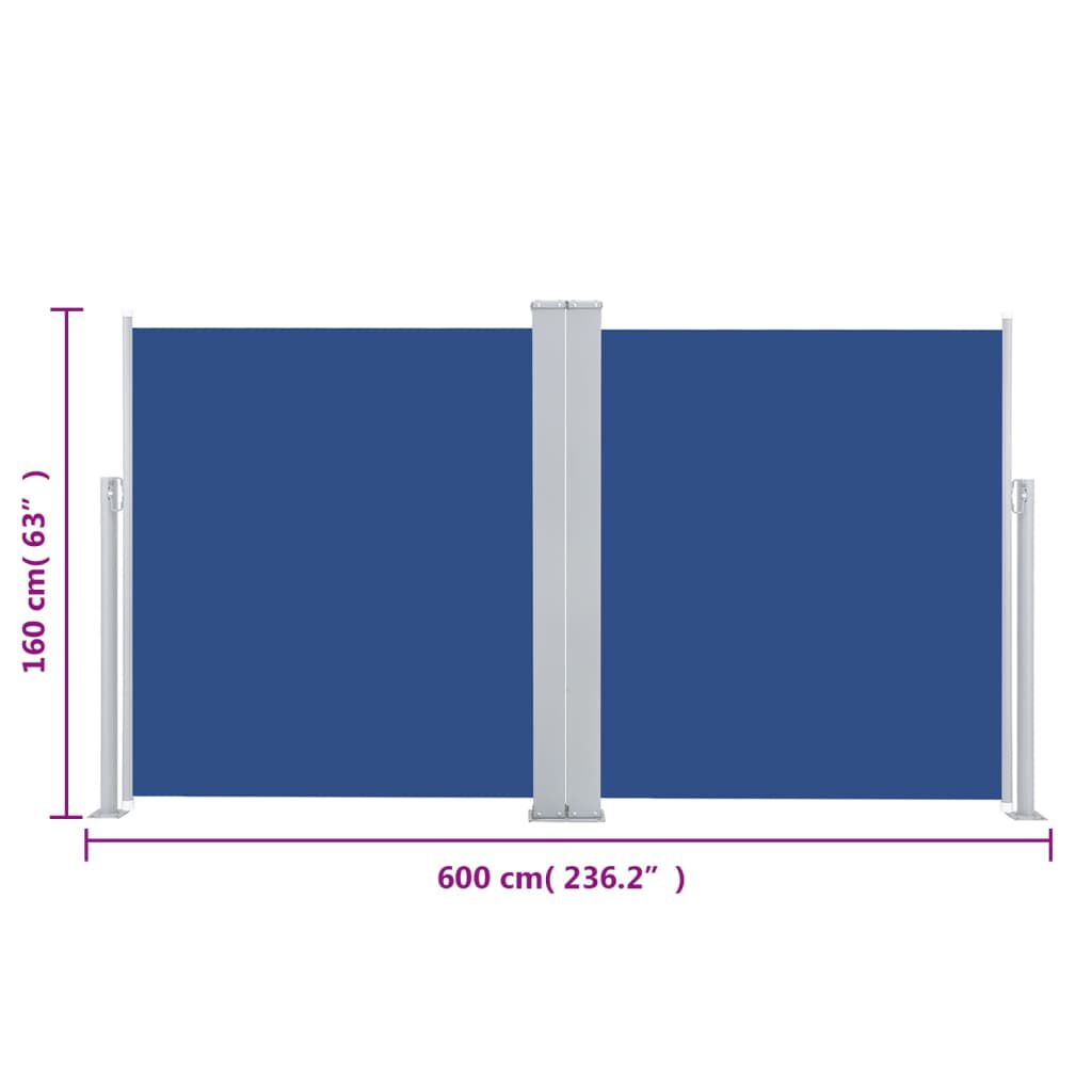 vidaXL Σκίαστρο Πλαϊνό Συρόμενο Μπλε 160 x 600 εκ.