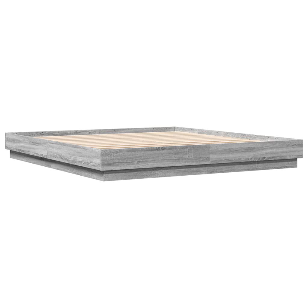 vidaXL Πλαίσιο Κρεβατιού με LED Γκρι sonoma 200 x 200 εκ.