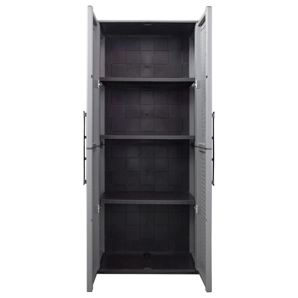 vidaXL Ντουλάπι Αποθήκ. Κήπου Γκρι/Μαύρο 68x37x163 εκ. Πολυπροπυλένιο