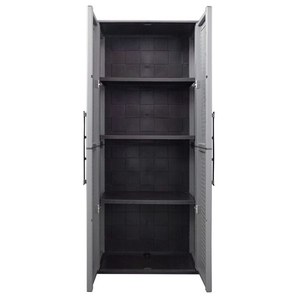 vidaXL Ντουλάπι Αποθήκ. Κήπου Γκρι/Μαύρο 68x37x163 εκ. Πολυπροπυλένιο